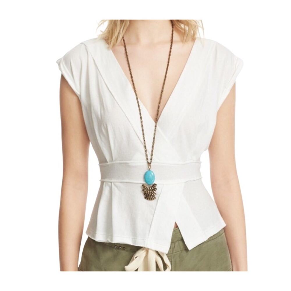 Y2K We The Free Hemingway Peplum Cotton Free People V Neck Size XS